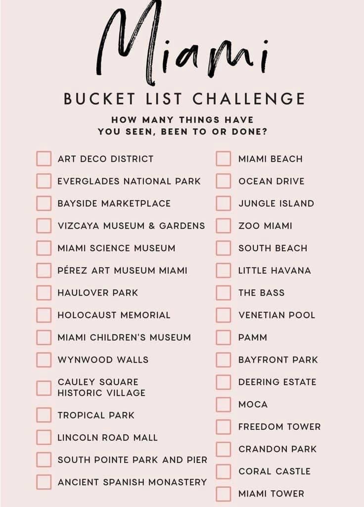 miami bucket list challenge