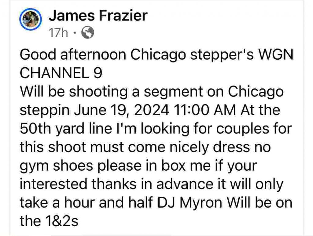 Pete Frazier post for steppers on TV
